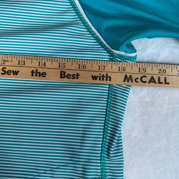 UV Skinz UPF 50+ Sunwear Jacket Womens Medium Teal Striped Full Zip Rash Guard - Picture 7 of 10